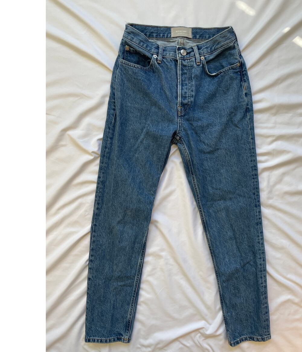 Everlane Cheeky Denim High Rise Straight Leg Jean, 25, Medium Blue, 0, XS